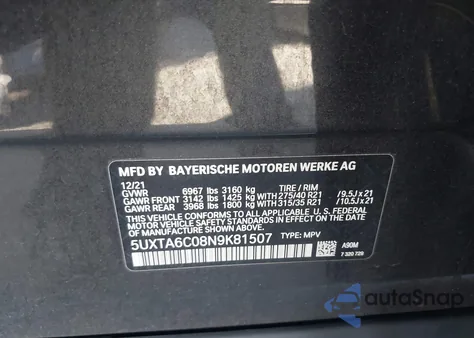 2022 BMW X5 Phev xDrive45E from USA, damaged, VIN 5UXTA6C08N9K81507